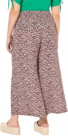 Ulla Popken Rose Wide Leg Elastic Waist Leopard Pattern Culottes Off-White - Džíny & Nohavice vo Veľkých Veľkostiach – Plus Size - 