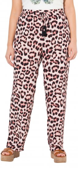 Ulla Popken Leopard Print Elastic Waist Pants White - Džíny & Nohavice vo Veľkých Veľkostiach – Plus Size - 