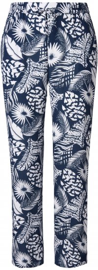 Ulla Popken Feather Print Elastic Waist Pants Blue - Džíny & Nohavice vo Veľkých Veľkostiach – Plus Size - 