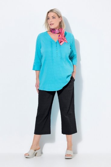 Ulla Popken Textured Elastic Waist Cropped Pants Black - Nohavice - Nohavice pre ženy vo veľkých veľkostiach