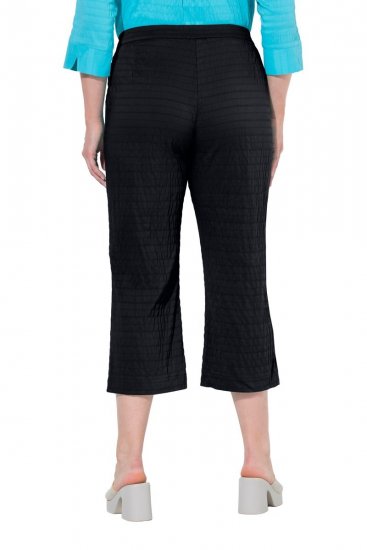 Ulla Popken Textured Elastic Waist Cropped Pants Black - Nohavice - Nohavice pre ženy vo veľkých veľkostiach