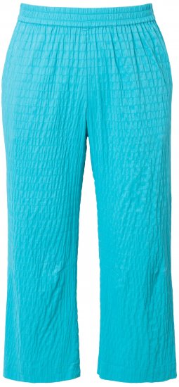 Ulla Popken Textured Elastic Waist Cropped Pants Deep Aqua - Džíny & Nohavice vo Veľkých Veľkostiach – Plus Size - 
