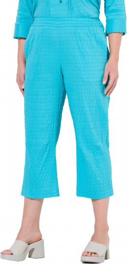 Ulla Popken Textured Elastic Waist Cropped Pants Deep Aqua - Džíny & Nohavice vo Veľkých Veľkostiach – Plus Size - 