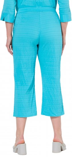Ulla Popken Textured Elastic Waist Cropped Pants Deep Aqua - Džíny & Nohavice vo Veľkých Veľkostiach – Plus Size - 
