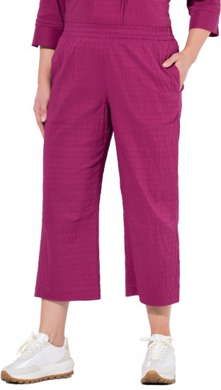 Ulla Popken Textured Elastic Waist Cropped Pants Magnolia Red - Džíny & Nohavice vo Veľkých Veľkostiach – Plus Size - 