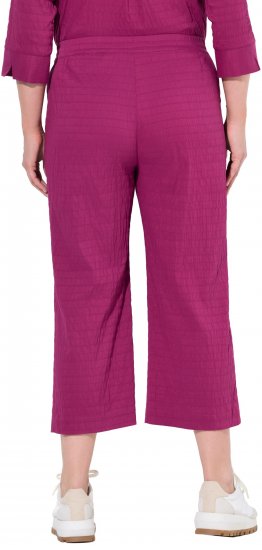 Ulla Popken Textured Elastic Waist Cropped Pants Magnolia Red - Džíny & Nohavice vo Veľkých Veľkostiach – Plus Size - 