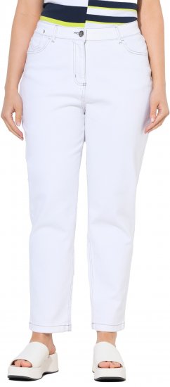 Ulla Popken Used Look 5 Pocket Comfy Waistband Mom Jeans Snow White - Džíny & Nohavice vo Veľkých Veľkostiach – Plus Size - 