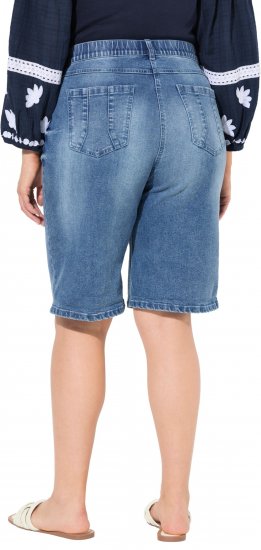 Ulla Popken Denim Wide Leg Elastic Waist Bermuda Shorts Blue Denim - Džíny & Nohavice vo Veľkých Veľkostiach – Plus Size - 
