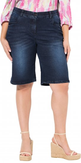 Ulla Popken Denim Wide Leg Elastic Waist Bermuda Shorts Denim Blue - Džíny & Nohavice vo Veľkých Veľkostiach – Plus Size - 