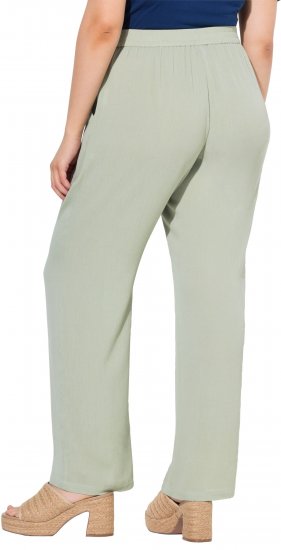 Ulla Popken Elastic Waist Crepe Pants Light Moss Green - Džíny & Nohavice vo Veľkých Veľkostiach – Plus Size - 