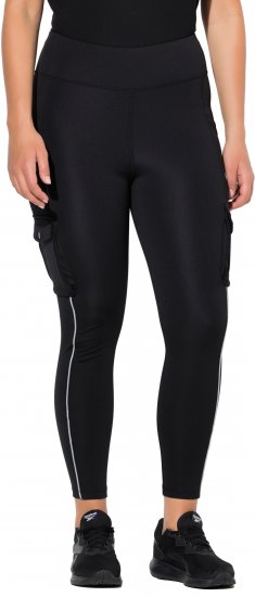 Ulla Popken Cargo Pocket Fleece Lined Sports Leggings Black - Džíny & Nohavice vo Veľkých Veľkostiach – Plus Size - 