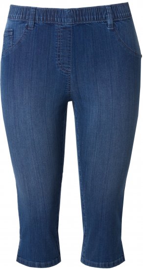 Ulla Popken Denim Elastic Waist Capres Blue Denim - Džíny & Nohavice vo Veľkých Veľkostiach – Plus Size - 