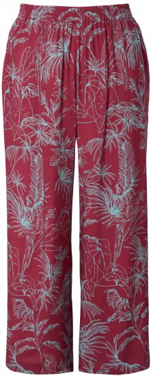 Ulla Popken Wide Leg Elastic Waist Jungle Print Palazzo Pants Brown - Džíny & Nohavice vo Veľkých Veľkostiach – Plus Size - 