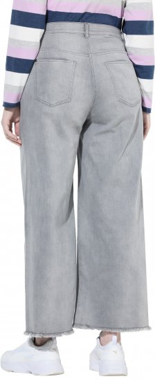 Ulla Popken Embroidered Wide Leg Fringed Hem Jeans Grey - Džíny & Nohavice vo Veľkých Veľkostiach – Plus Size - 
