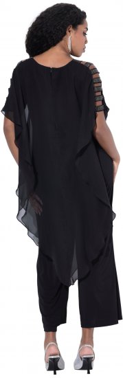 Ulla Popken Layered Chiffon Wrap Jumpsuit Grey - Džíny & Nohavice vo Veľkých Veľkostiach – Plus Size - 