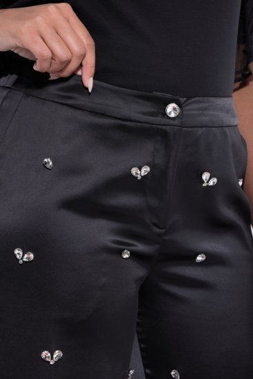Ulla Popken Rhinestone Detail Comfort Waist Pants Black - Nohavice - Nohavice pre ženy vo veľkých veľkostiach