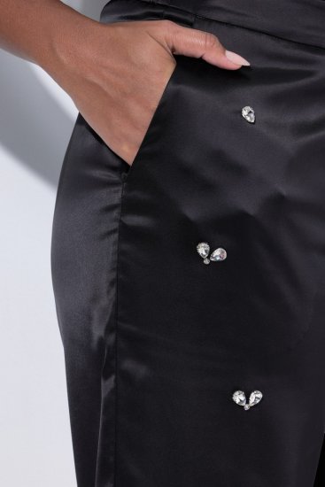 Ulla Popken Rhinestone Detail Comfort Waist Pants Black - Nohavice - Nohavice pre ženy vo veľkých veľkostiach
