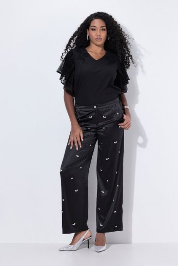 Ulla Popken Rhinestone Detail Comfort Waist Pants Black - Nohavice - Nohavice pre ženy vo veľkých veľkostiach