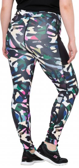 Ulla Popken Quick Drying Botanical Print Sport Leggings Black - Džíny & Nohavice vo Veľkých Veľkostiach – Plus Size - 