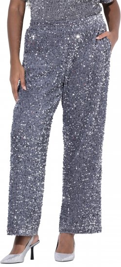 Ulla Popken Sequined Velvet Comfort Waist Pants Grey - Džíny & Nohavice vo Veľkých Veľkostiach – Plus Size - 