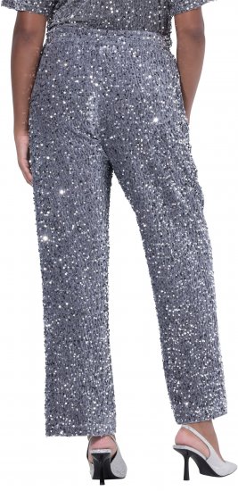 Ulla Popken Sequined Velvet Comfort Waist Pants Grey - Džíny & Nohavice vo Veľkých Veľkostiach – Plus Size - 