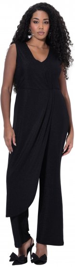 Ulla Popken Draped Sleeveless Glitter Jumpsuit Navy - Džíny & Nohavice vo Veľkých Veľkostiach – Plus Size - 