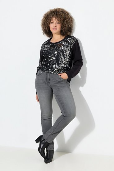 Ulla Popken Rivet Studded Stretch Fit Jeans Grey Denim - Džínsy - Dámske džínsy veľkých veľkostí