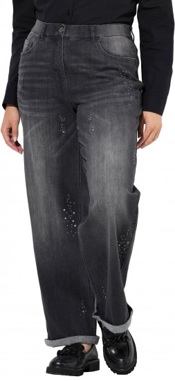 Ulla Popken Rivet Studded Stretch Fit Jeans Black - Džíny & Nohavice vo Veľkých Veľkostiach – Plus Size - 