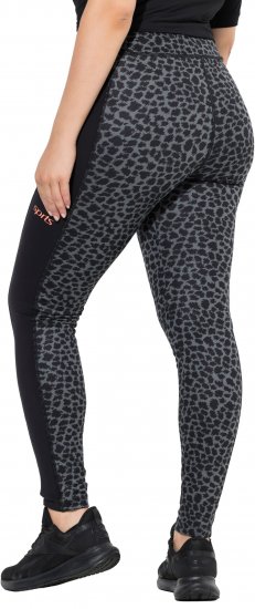 Ulla Popken Quick Drying Leopard Print Sport Leggings Black - Džíny & Nohavice vo Veľkých Veľkostiach – Plus Size - 
