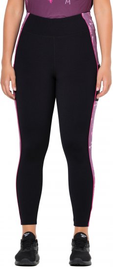 Ulla Popken Quick Drying Botanical Print Sport Leggings Black - Džíny & Nohavice vo Veľkých Veľkostiach – Plus Size - 