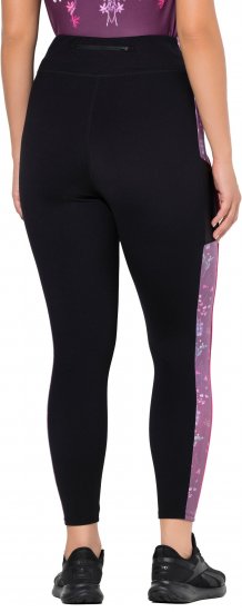 Ulla Popken Quick Drying Botanical Print Sport Leggings Black - Džíny & Nohavice vo Veľkých Veľkostiach – Plus Size - 