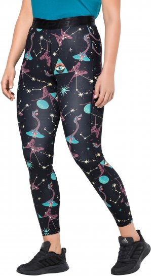 Ulla Popken Quick Drying Celestial Print Sport Leggings Black - Džíny & Nohavice vo Veľkých Veľkostiach – Plus Size - 