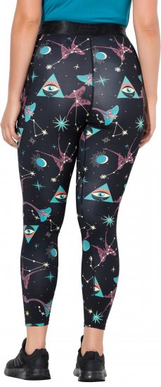 Ulla Popken Quick Drying Celestial Print Sport Leggings Black - Džíny & Nohavice vo Veľkých Veľkostiach – Plus Size - 