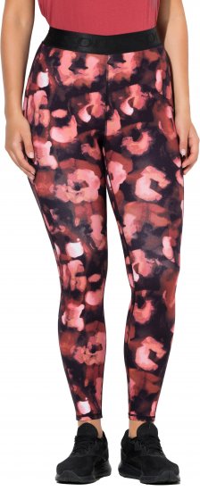 Ulla Popken Abstract Flower Print Performance Leggings Red - Džíny & Nohavice vo Veľkých Veľkostiach – Plus Size - 
