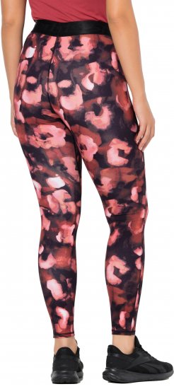 Ulla Popken Abstract Flower Print Performance Leggings Red - Džíny & Nohavice vo Veľkých Veľkostiach – Plus Size - 