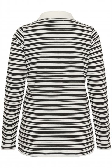 Kaffe Curve Miana Long Sleeve Polo Chalk with Black Stripe - Polokošele - 