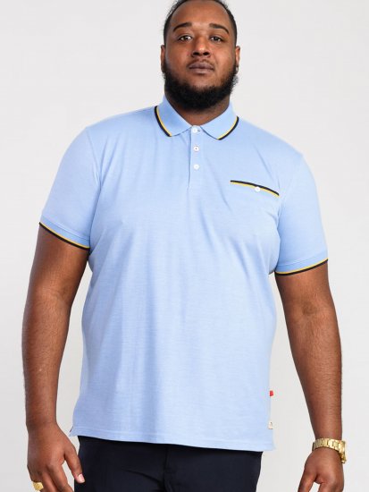 D555 Talbot Pique with Jacquard Collar Polo Shirt Blue - Polokošele - Polokošele 2XL-8XL