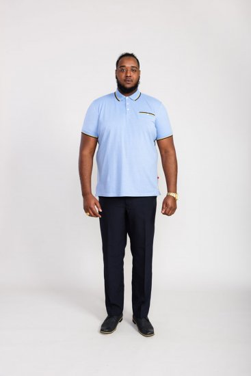 D555 Talbot Pique with Jacquard Collar Polo Shirt Blue - Polokošele - Polokošele 2XL-8XL