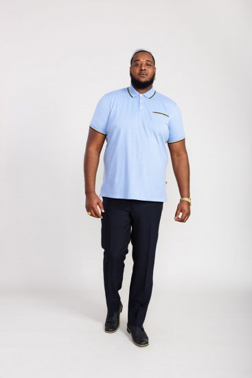 D555 Talbot Pique with Jacquard Collar Polo Shirt Blue - Polokošele - Polokošele 2XL-8XL