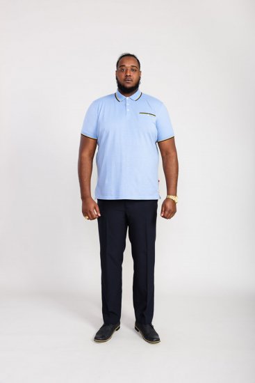 D555 Talbot Pique with Jacquard Collar Polo Shirt Blue - Polokošele - Polokošele 2XL-8XL