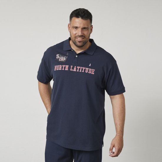 North Latitude 61131 Piké Polokošeľa s Kontrastnými Rukávmi a Výšivkou Tmavomodrá - Polokošele - Polokošele 2XL-8XL