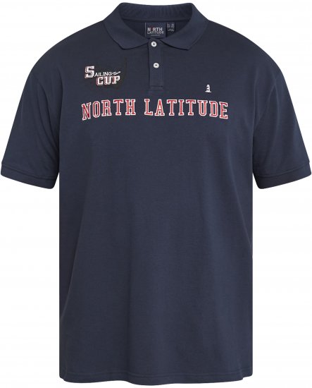 North Latitude 61131 Piké Polokošeľa s Kontrastnými Rukávmi a Výšivkou Tmavomodrá - Polokošele - Polokošele 2XL-8XL
