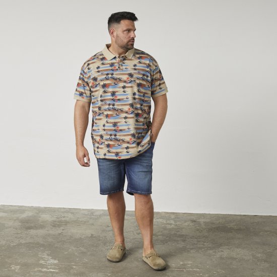 North Latitude 61133 Piké Polokošeľa s Celoplošnou Potlačou Piesková - Polokošele - Polokošele 2XL-8XL