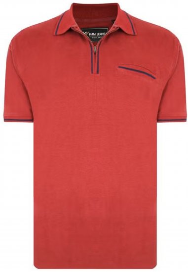 Kam Jeans 5449 Short Sleeve with Zipper Polo Shirt Red - Polokošele - Polokošele 2XL-8XL