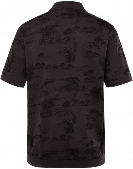JP1880 Pique with All-over Print Polo Shirt TALL Black - TALL polokošele - TALL polo tričká pre vysokých mužov
