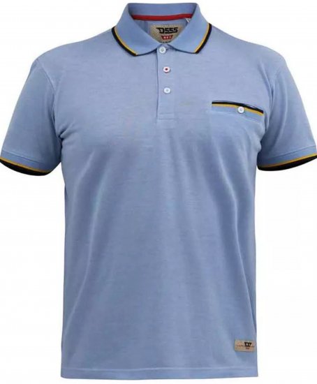 D555 Talbot Pique with Jacquard Collar Polo Shirt Blue - Polokošele - Polokošele 2XL-8XL