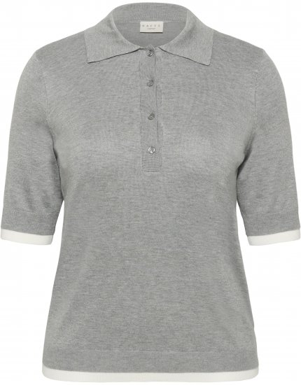 Kaffe Curve Lizzy Contrast Knitted Polo Grey Melange - Polokošele - 