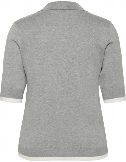 Kaffe Curve Lizzy Contrast Knitted Polo Grey Melange - Polokošele - 