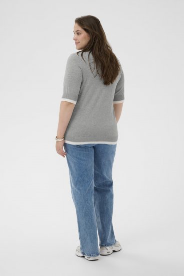 Kaffe Curve Lizzy Contrast Knitted Polo Grey Melange - Polokošele - 