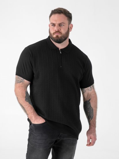 D555 Kennedy Cable Knitted Polo Black - Polokošele - Polokošele 2XL-8XL